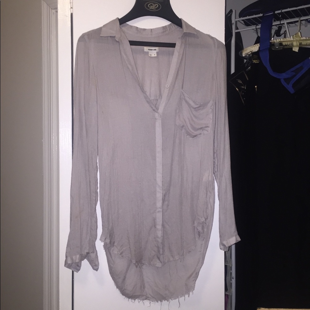 Helmut Lang distressed cashmere/modal dress shirt